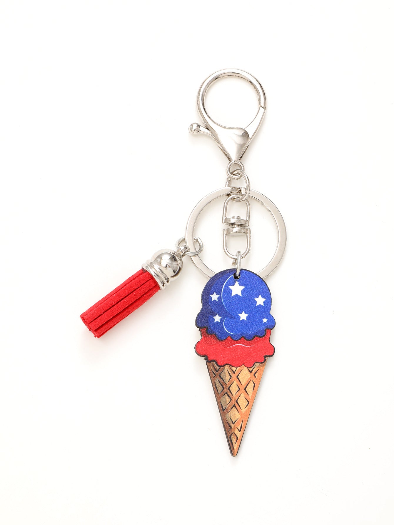Wholesale Pencil Rainbow American Independence Day Ice Cream Wooden Tassel Keychain